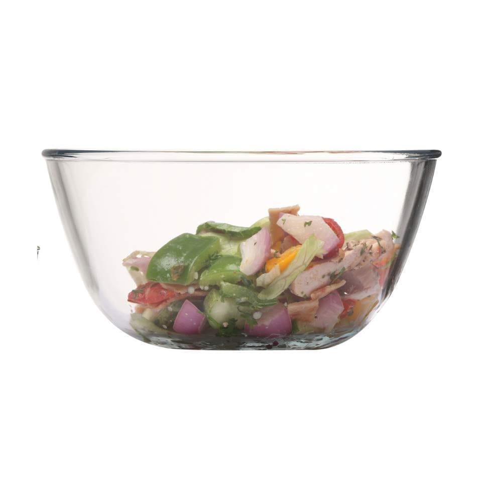Femora Borosilicate Glass Solid Mixing Bowl and Square Dish, (Transparent, Bowl-2100ML, Dish-1700ML)- Set of 2