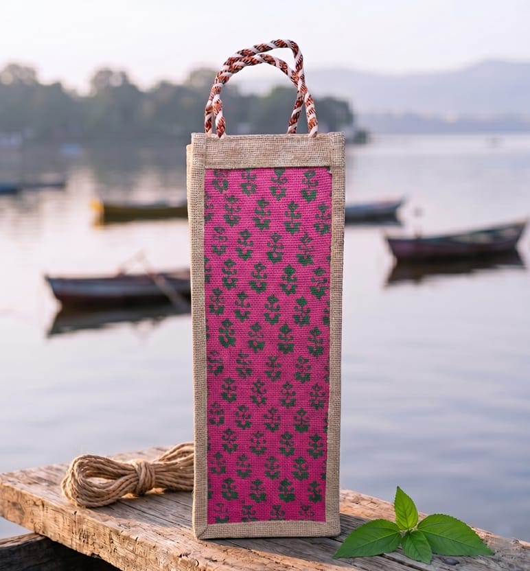 Handcrafted Jute Bottle Bag