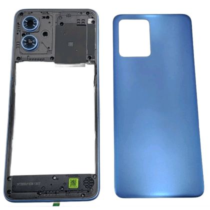 Complete Housing Body Back Panel with Chrome Bezel Ring for Motorola Moto G54 5G Blue