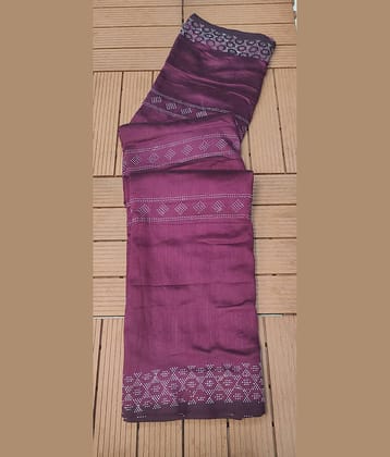 Sitanjali Art Silk Printed Saree With Unstitched Blouse Piece ( Wine )