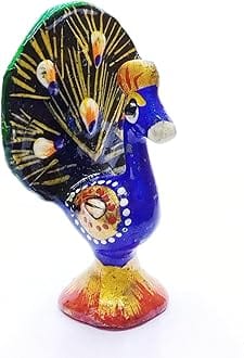 REAL SEED Metal Small Blue Peacock Toy, Kanha Ji Ke Khilona, Khilona Set for Laddu Gopal Play, Temple & Home Decoration Single Peice Size - 5.8 CMS Height
