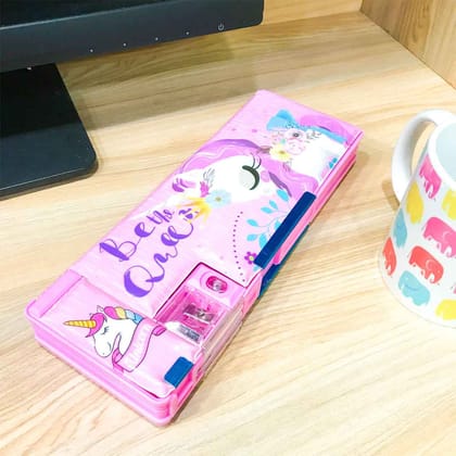 Unicorn Pencil Case - Double Sided Pencil Box - for Kids, Children, School Student, Return Gifts