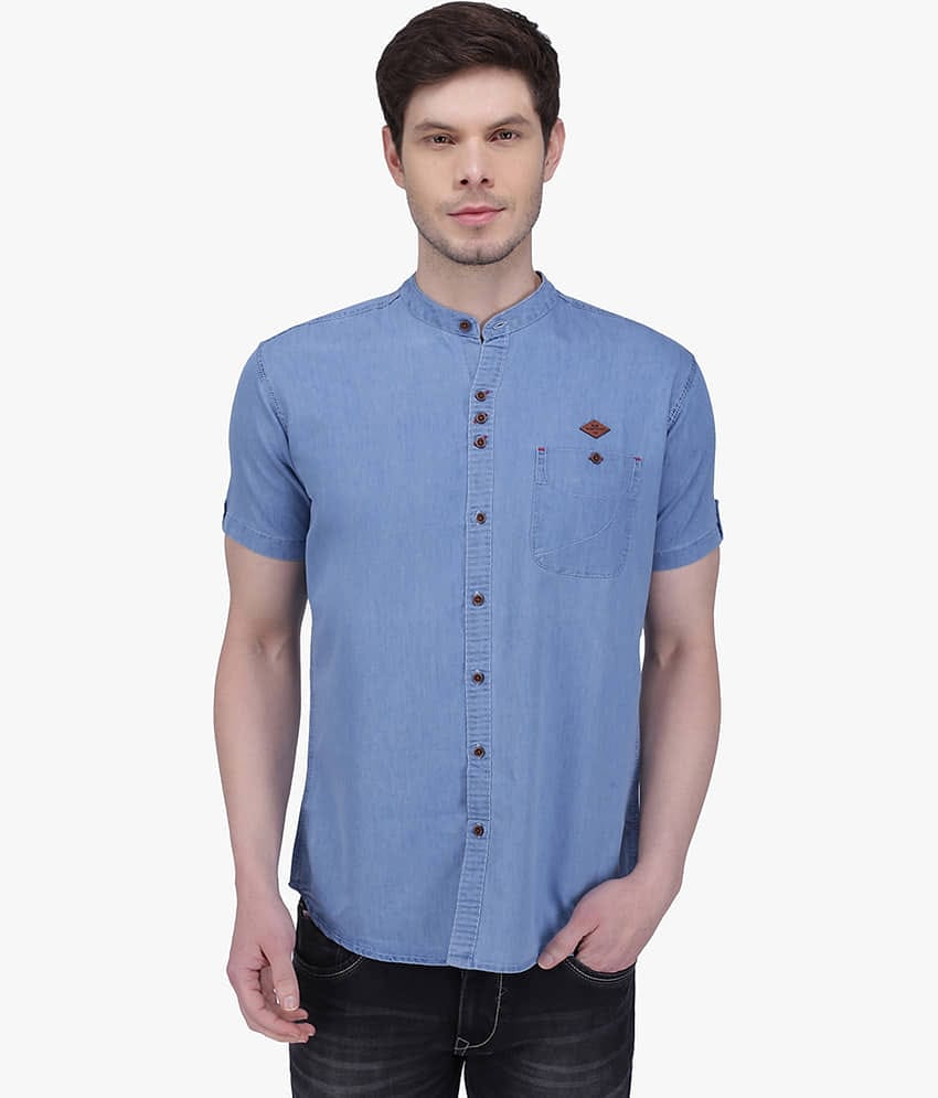 Kuons Avenue Denim Regular Fit Solids Half Sleeves Men's Casual Shirt - Light Blue ( Pack of 1 )