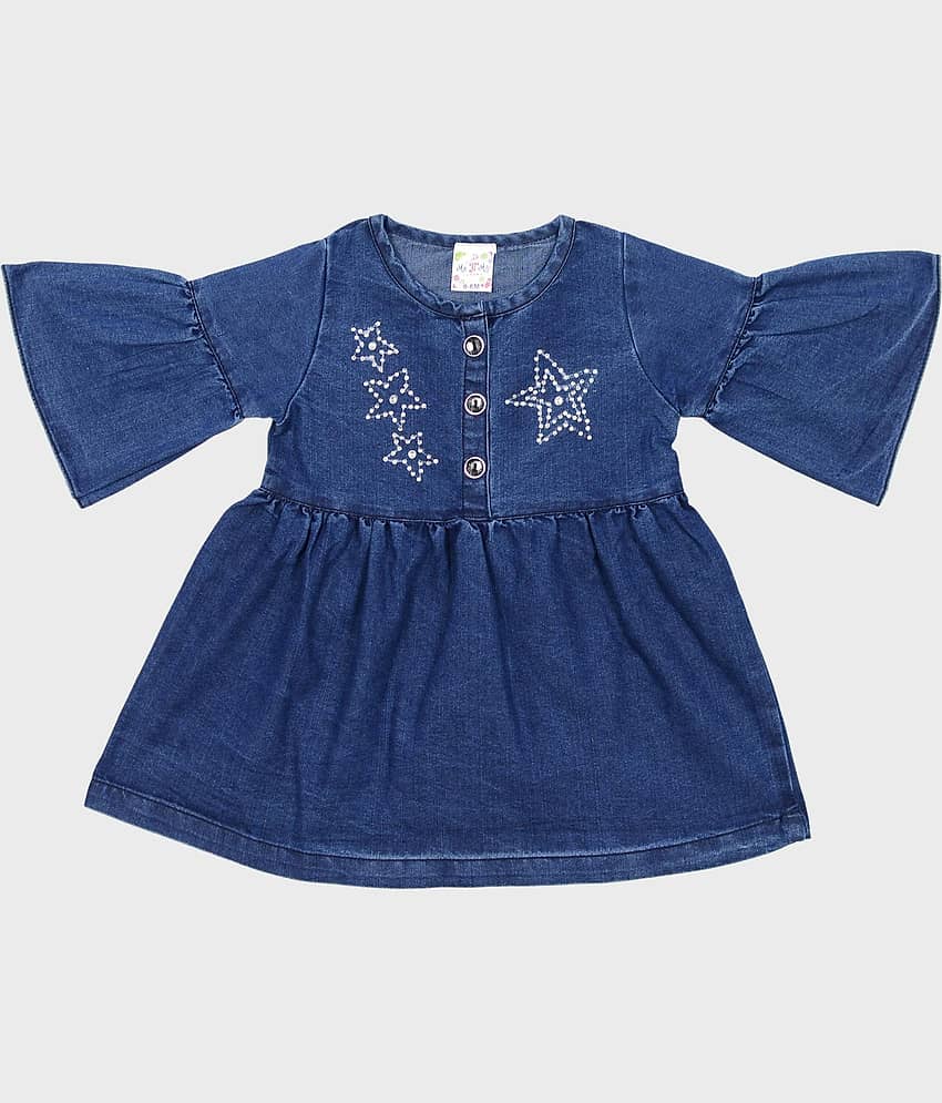 Me N My CLOSET Denim Frock For Girls ( Pack of 1 , Blue )