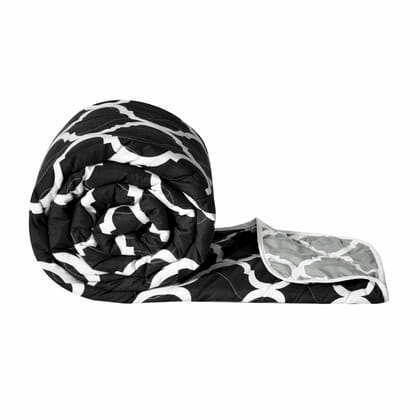 Black And Grey Quatrefoil Double Bed AC Quilt Comforter-Double / Black And Grey / UL1152