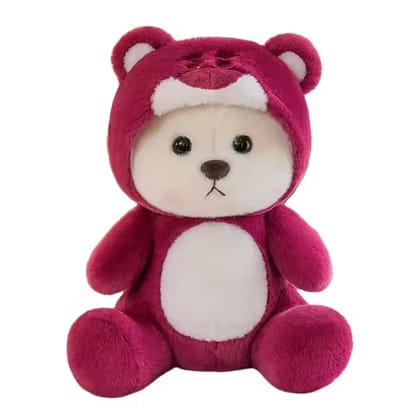 Teddy Bear with Cap - Adorable, Soft & Cuddly Teddy Bear Toy (Magenta)