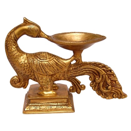 Brass Peacock Diya Jyoti Deepak Oil Lamp 1 Wick - Elegant Deepak for Home Puja, Height : 5 Inch (BSMAS1166 A) Brass Peacock Diya Jyoti Deepak Oil Lamp 1 Wick - Elegant Deepak for Home Puja, Height : 5 Inch (BSMAS1166 A)