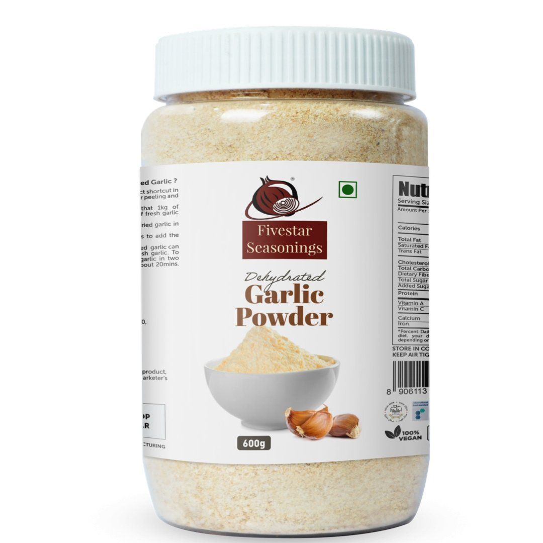 Fivestar Seasoning Dried Garlic Powder 600g, 100% Natural Lahsun, Rich in Iron, Easy to Cook, No Preservatives Garlic Seasoning (600g) |100% Pure Lehsun Powder