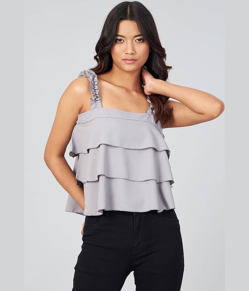 Chimpaaanzee Women's Crepe Tiered Top ( Grey )
