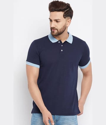 The Million Club Pack of 1 Cotton Blend Regular Fit Solid Half Sleeves Men's Polo T Shirt ( Navy Blue )