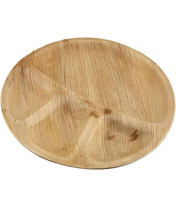Agri Club Areca Leaves 12 Inch 4 Partation Round Disposable Plates (Set of 25)