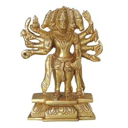 Brass Panchmukhi Hanuman Murti - Temple Quality Idol, Height : 7 Inch (BSMAS1039 F)
