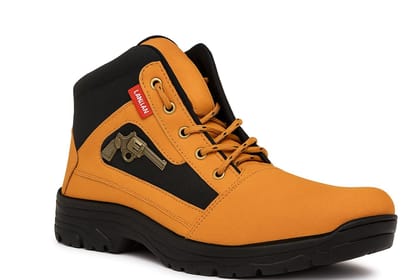 WUGO::Latest Trendy Men Solid Faux Leather Gun Boots | Stylish Lace-up Casual Boots with PVC Sole For Men's & Boys (Free Home Delivery)