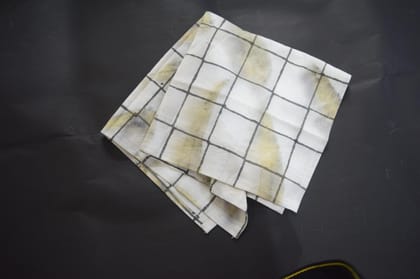 Tulip Traditional Artisians' Upliftment Livelihood Program Checkered Hankie with Floral Paisley Pattern, Grey and Gold, Square Cloth, Wool Blend