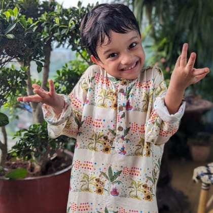 Viscose Silk Kurta for Boys, Men | Sunflower-0-6m