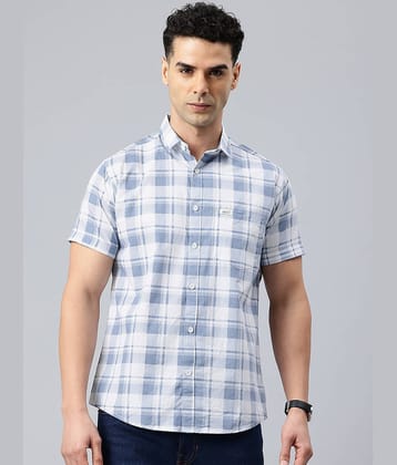 MAJESTIC MAN 100% Cotton Slim Fit Checks Half Sleeves Men's Casual Shirt - Light Blue ( Pack of 1 )