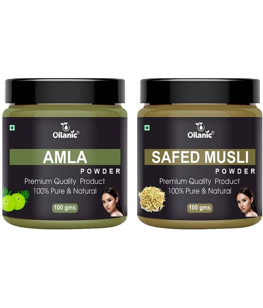 Oilanic 100% Pure Amla Powder & Safed Musli Powder For Skin Hair Mask 200 g Pack of 2