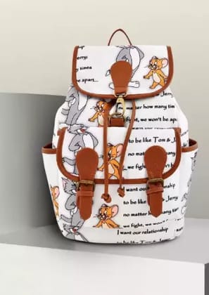 Merissa Small 10L Canvas Printed Backpack – Tommy & Jerry, Beige Merissa Small 10L Canvas Printed Backpack – Tommy & Jerry, Beige