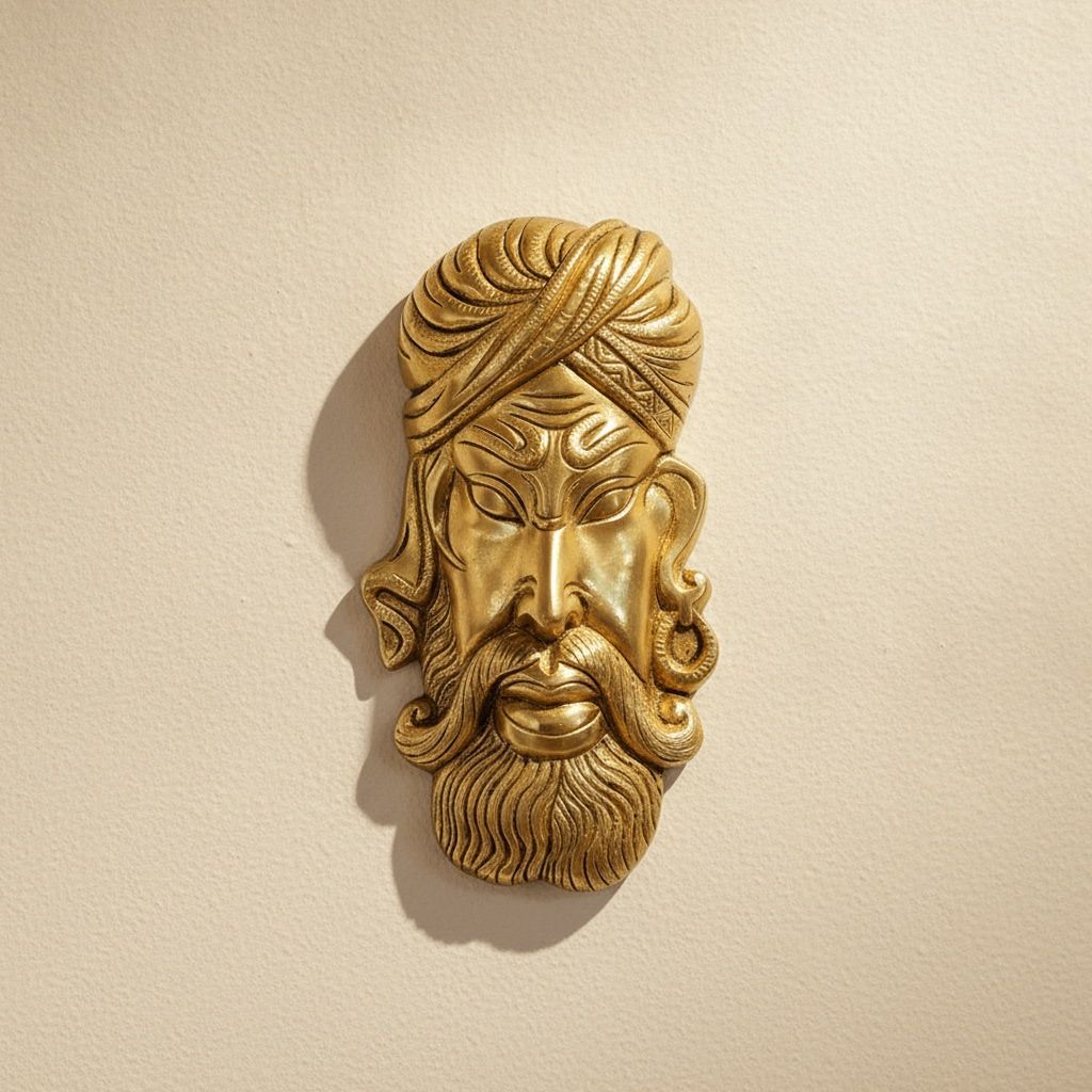 Brass Gents Face Wall Hanging Plate | Male Face Wall Art | Decorative Brass Metal Wall Hanging, Height : 8.2 Inch (BSMAS1954 H)