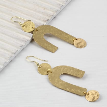 Handcrafted Brass U Shaped Textured Earring