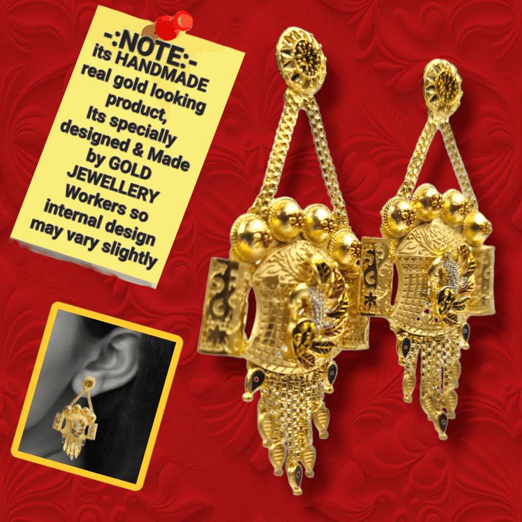 Handmade Gold-Plated Peacock Earrings with Crystal Detailing | Luxurious One Gram Ethnic Jewelry for Women