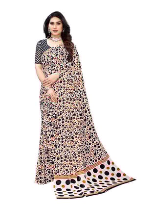 Generic Women's Georgette Saree with Blouse (Orange, 5 - 6 Mtrs)