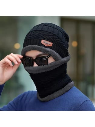 Infispace Black Cotton Mens Cap ( Pack of 1 ) - Black