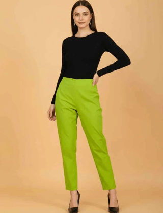 Sufiana Lime Green Trousers for Women - Stylish Comfort and Soft