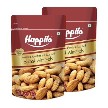 Happilo Premium Californian Almonds Roasted & Salted 200g (Pack of 2)
