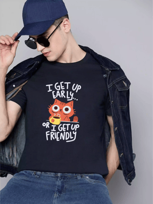 I Get Up Early - Sukhiaatma Unisex Graphic Printed Royal Blue T-shirt-XS-36
