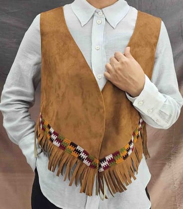 Himachali Shrugs (Tan) – Handmade Pahadi Jacket for Women