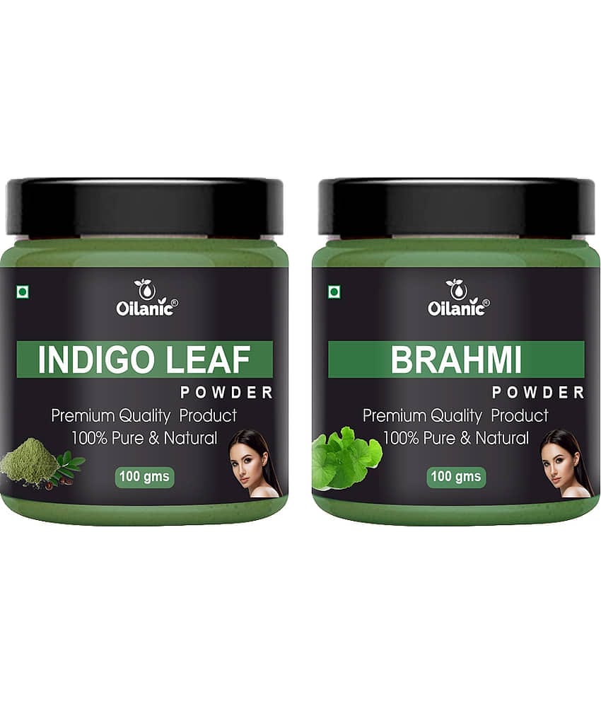 Oilanic 100% Pure Indigo Leaf Powder & Brahmi Powder For Skincare Hair Mask 200 g Pack of 2