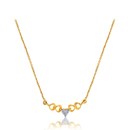 Senco Gold Collate of Hearts Diamond Chain Pendant (2.2 gram / 0.15 Ct / FG-SI / 14K Yellow Gold)