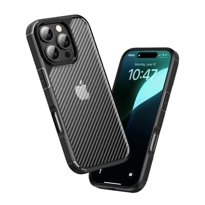 iPhone 16 Pro Case : Carbon Fiber Texture Shockproof & Rugged Cover