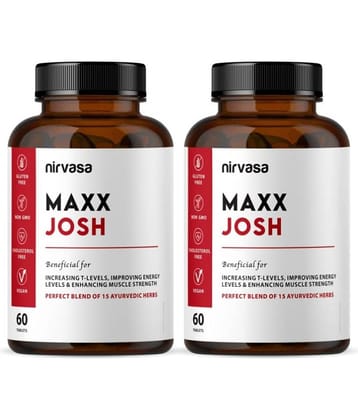 Nirvasa Maxx Josh Tablet, for Stamina, Performance and boosts T-Level in men, enriched with Ashwagandha, Safed Musli, Kaunch Beej (2 X 120 Tablets)