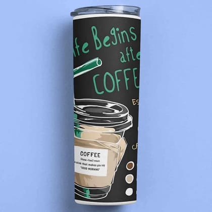 Coffee Printed Metal Tumbler (600ml)