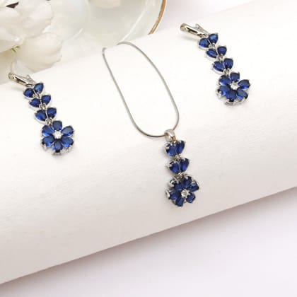 G.Silver Blue Stone Flower Set.