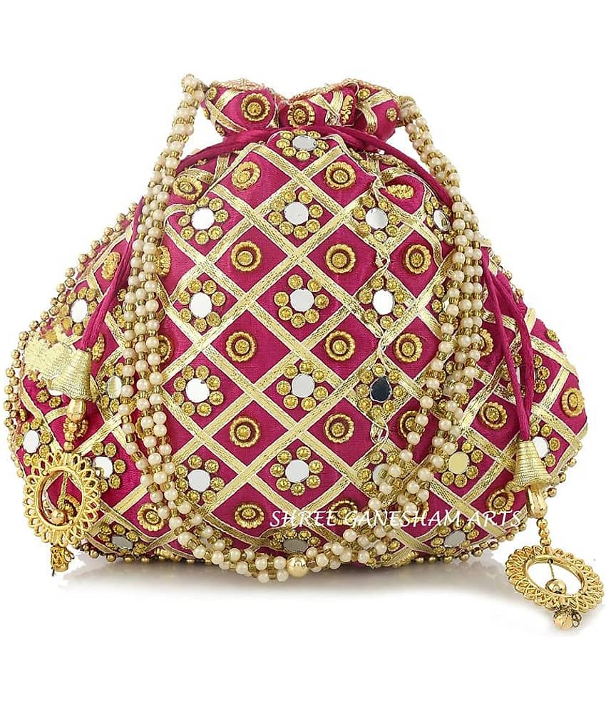 Bulbul Pink Silk Potli