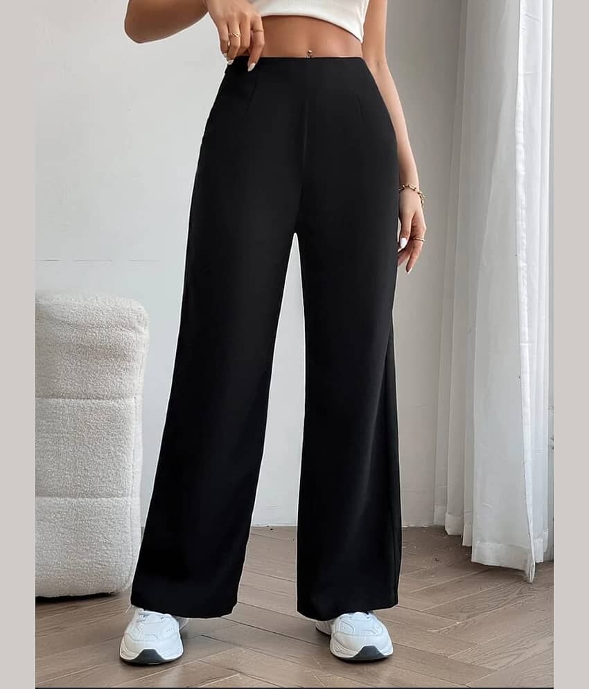 Broadstar Pack of 1 Polyester Loose Women's Casual Pants ( Black )