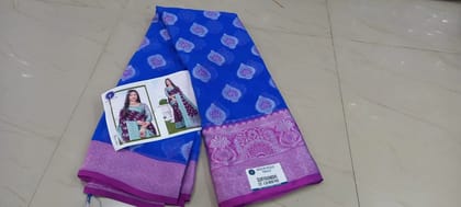 Elegant Silk Net Saree Navy Blue