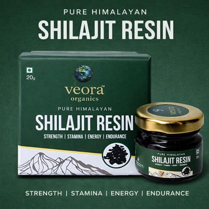 Veora Organics Pure Himalayan Shilajit Resin | 75% Fulvic Acid & 85+ Trace Minerals | Natural Energy, Strength & Stamina Support | Lab Tested Shilajit Resin | 20g Each (Pack of 2)