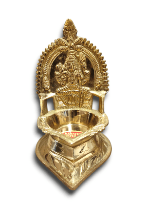 NAAYAGI - PURE BRASS KAMAKSHI DIYA / kamakshi VILAKKU / DEEPAM - mini sized 4.5 inch High