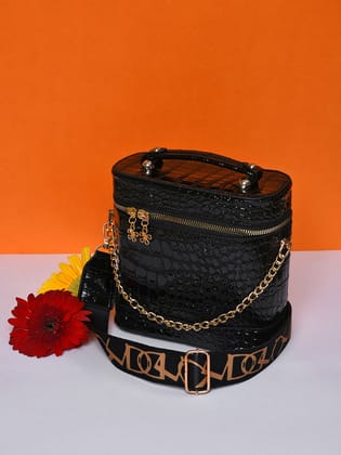 Sleek & Stylish Black Bucket Bag-Shoulder Bag