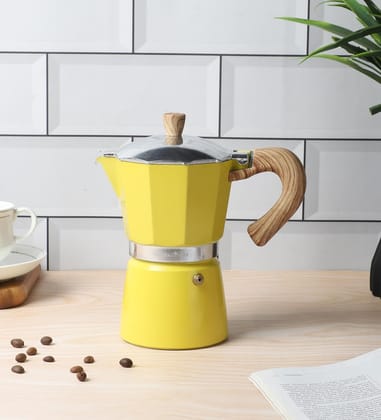 NATURALLYOURS ALUMINIUMWARES - MOKA POT COFFEE MAKER 300 ML (YELLOW)