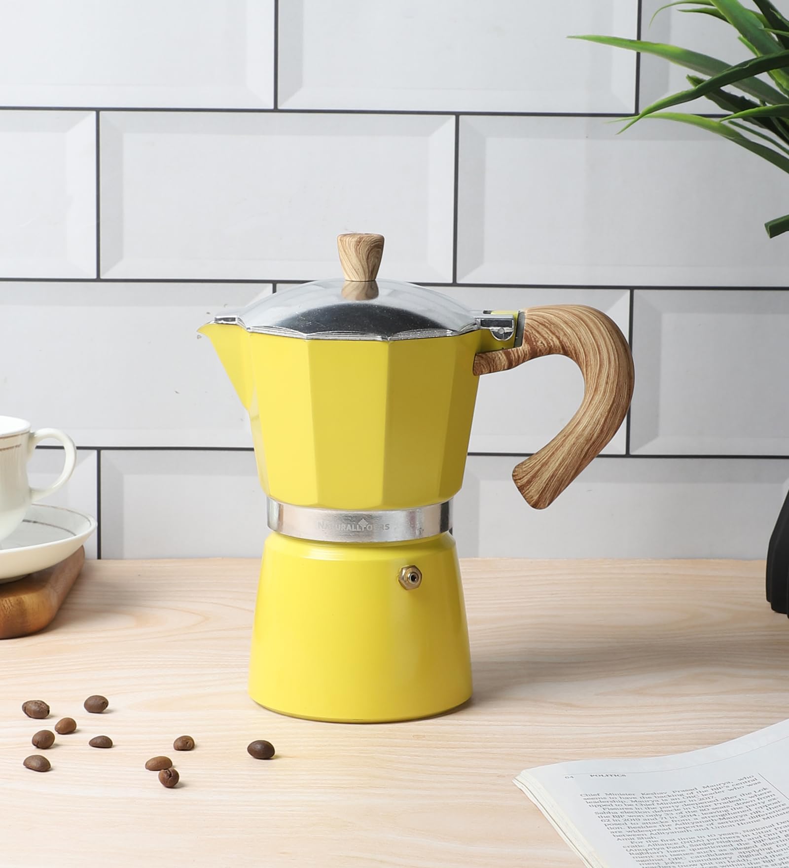 NATURALLYOURS ALUMINIUMWARES - MOKA POT COFFEE MAKER 300 ML (YELLOW)