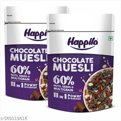 Happilo Premium Chocolate Muesli 450g (Pack of 2)