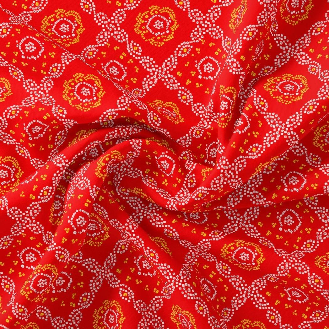 Attractive Seamless Bandhani Digital Printed Fabric-Polyester / Japan Satin / 110 CM | 43 Inch