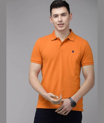 Merriment Pack of 1 Cotton Blend Regular Fit Solid Half Sleeves Men's Polo T Shirt ( Orange )