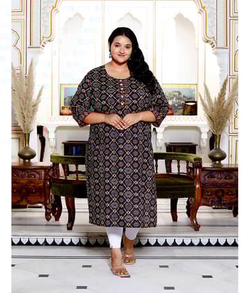 Swasti Cotton Printed Straight Women's Kurti - Black ( Pack of 1 )