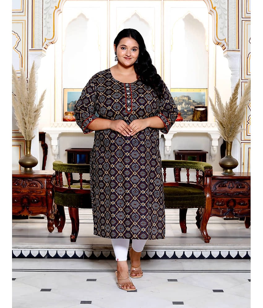 Swasti Cotton Printed Straight Women's Kurti - Black ( Pack of 1 )